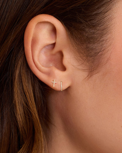 14K Diamond Cross Studs