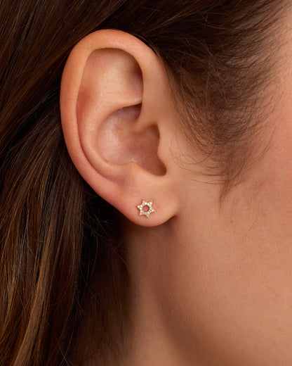 14K Diamond Star of David Single Stud