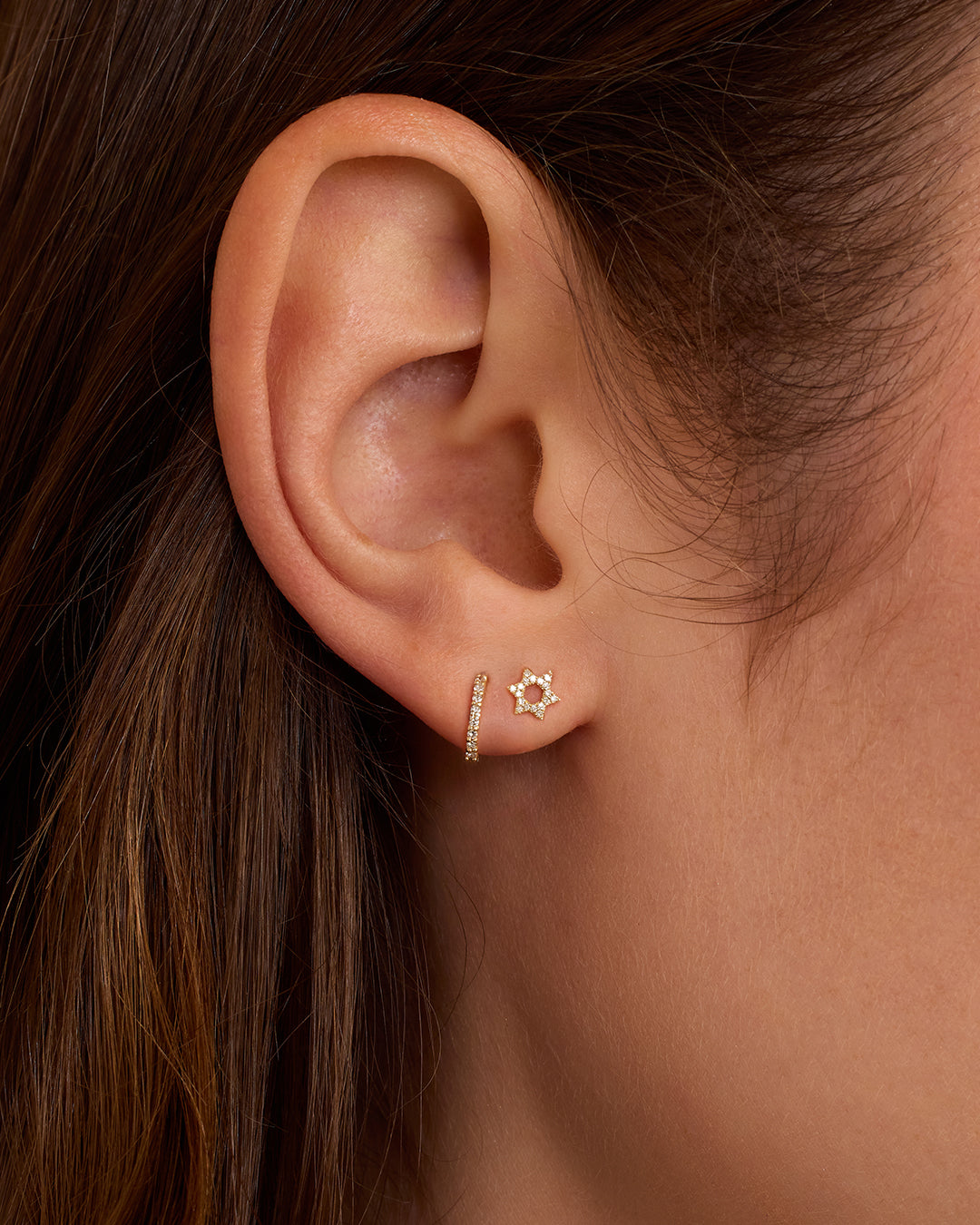 14K Diamond Star of David Single Stud