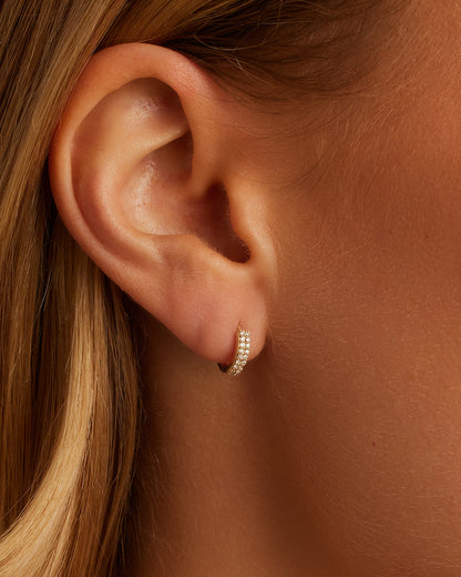 14K Diamond Double Down Single Huggie