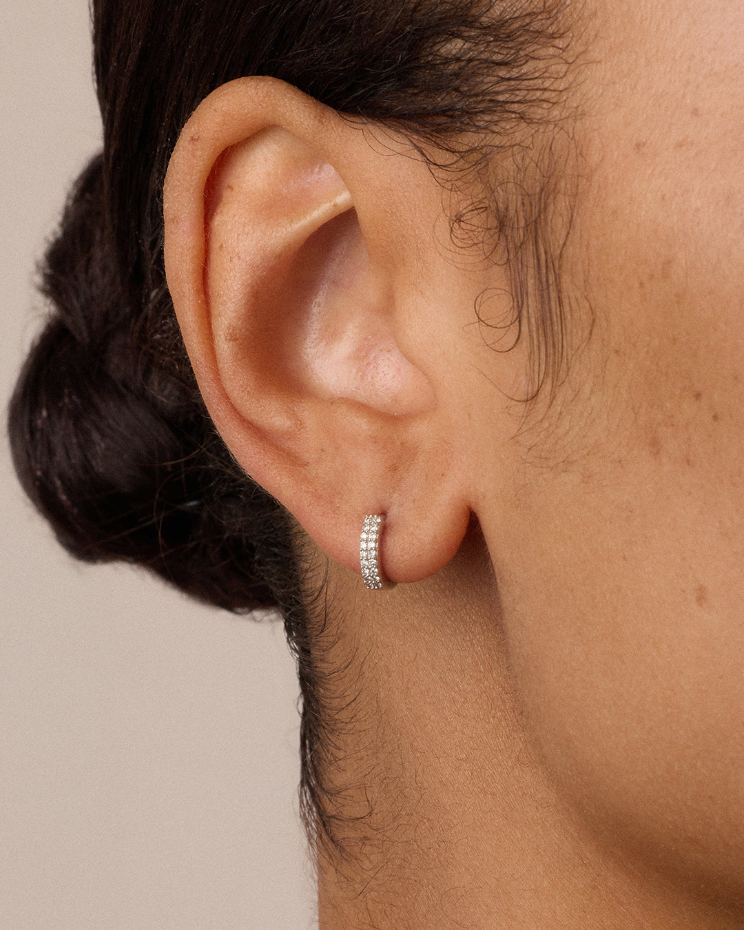 14K Diamond Double Down Single Huggie