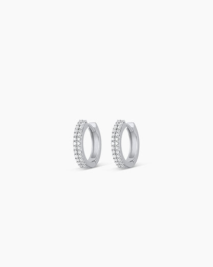 14K Diamond Double Down Huggies