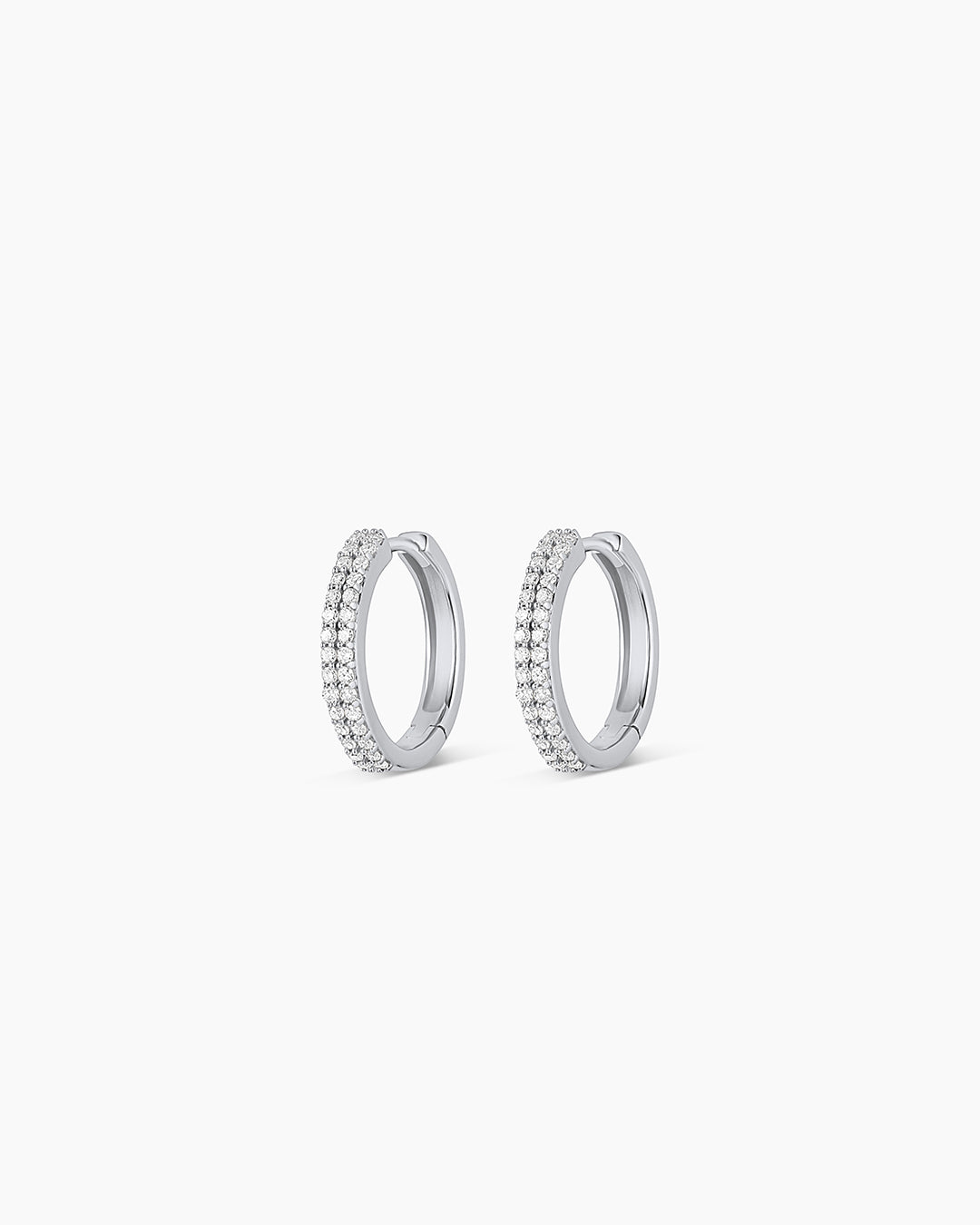 14K Diamond Double Down Huggies