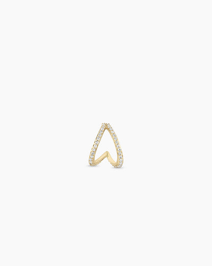 14K Diamond Pave Split Single Huggie