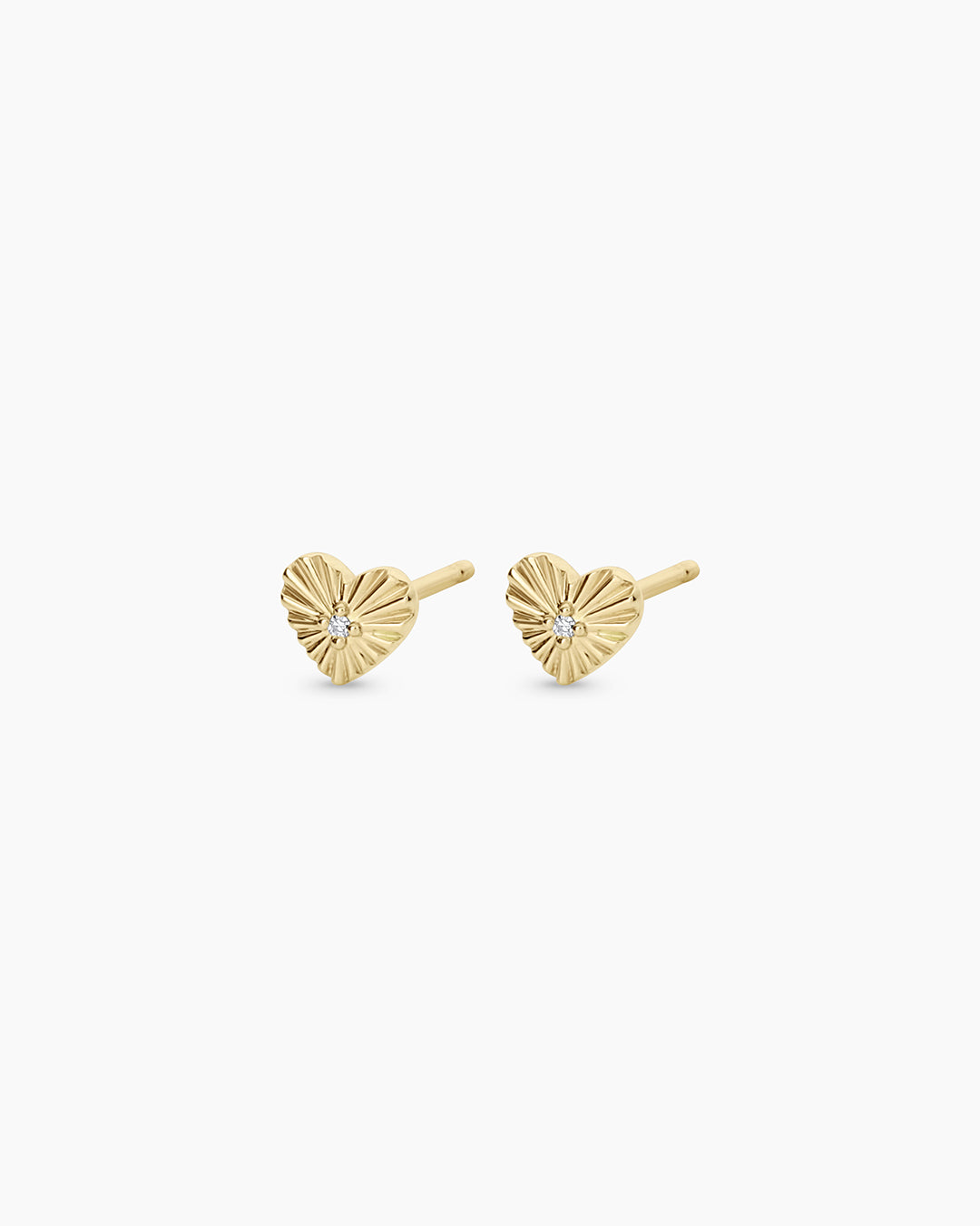 14K Diamond Vintage Heart Studs