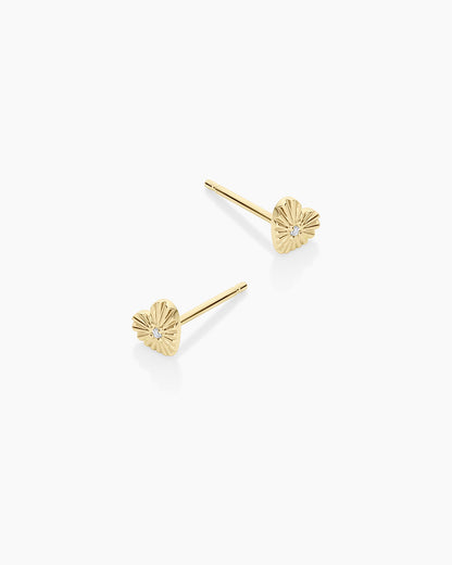 14K Diamond Vintage Heart Studs