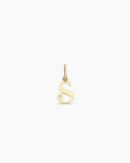 14K Diamond Vintage Alphabet Charm