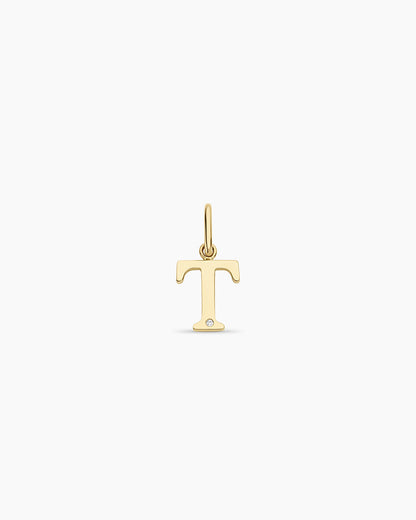 14K Diamond Vintage Alphabet Charm