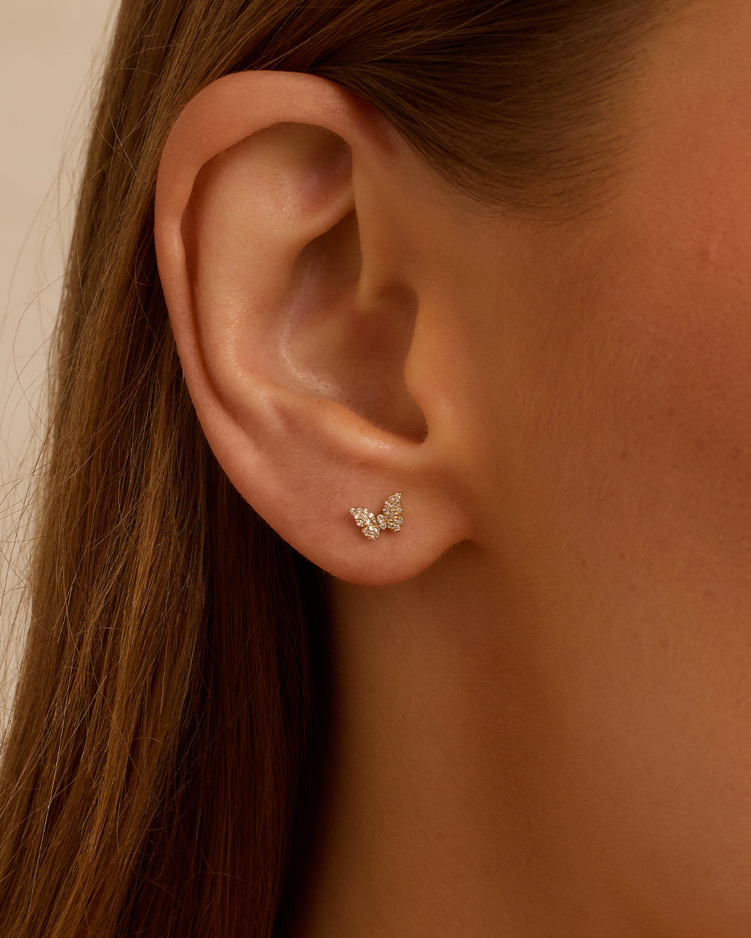 14K Diamond Butterfly Studs