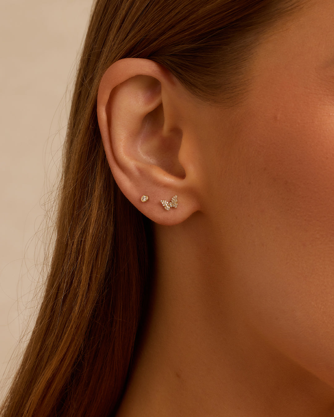 14K Diamond Butterfly Studs