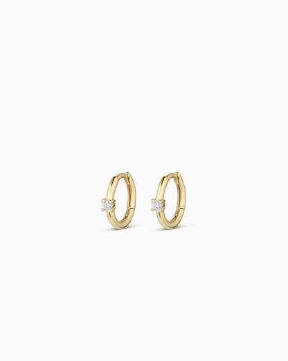 14K Diamond Solitaire Huggies