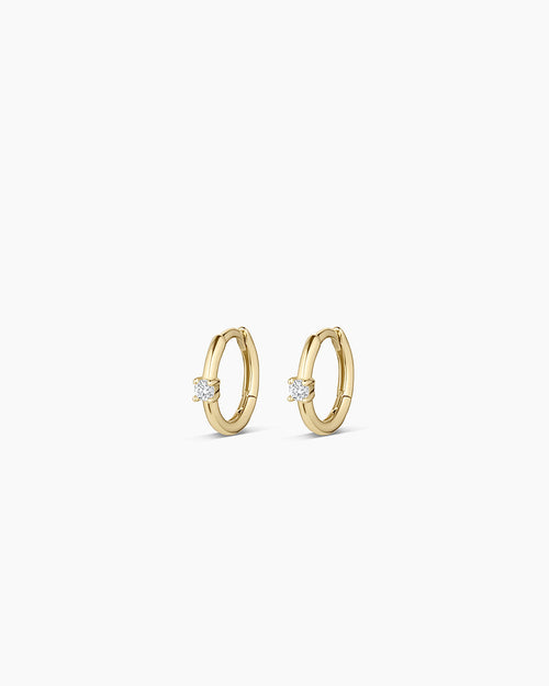 14K Diamond Solitaire Huggies
