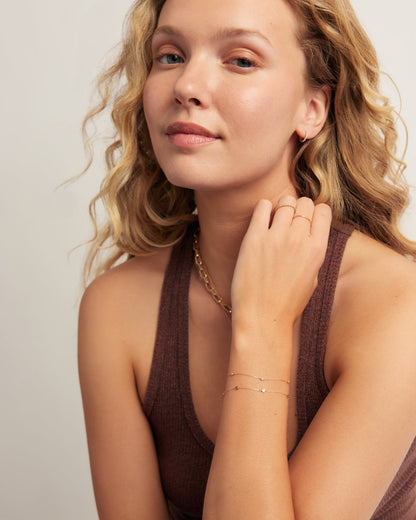 14K Diamond Pave Dot Bracelet