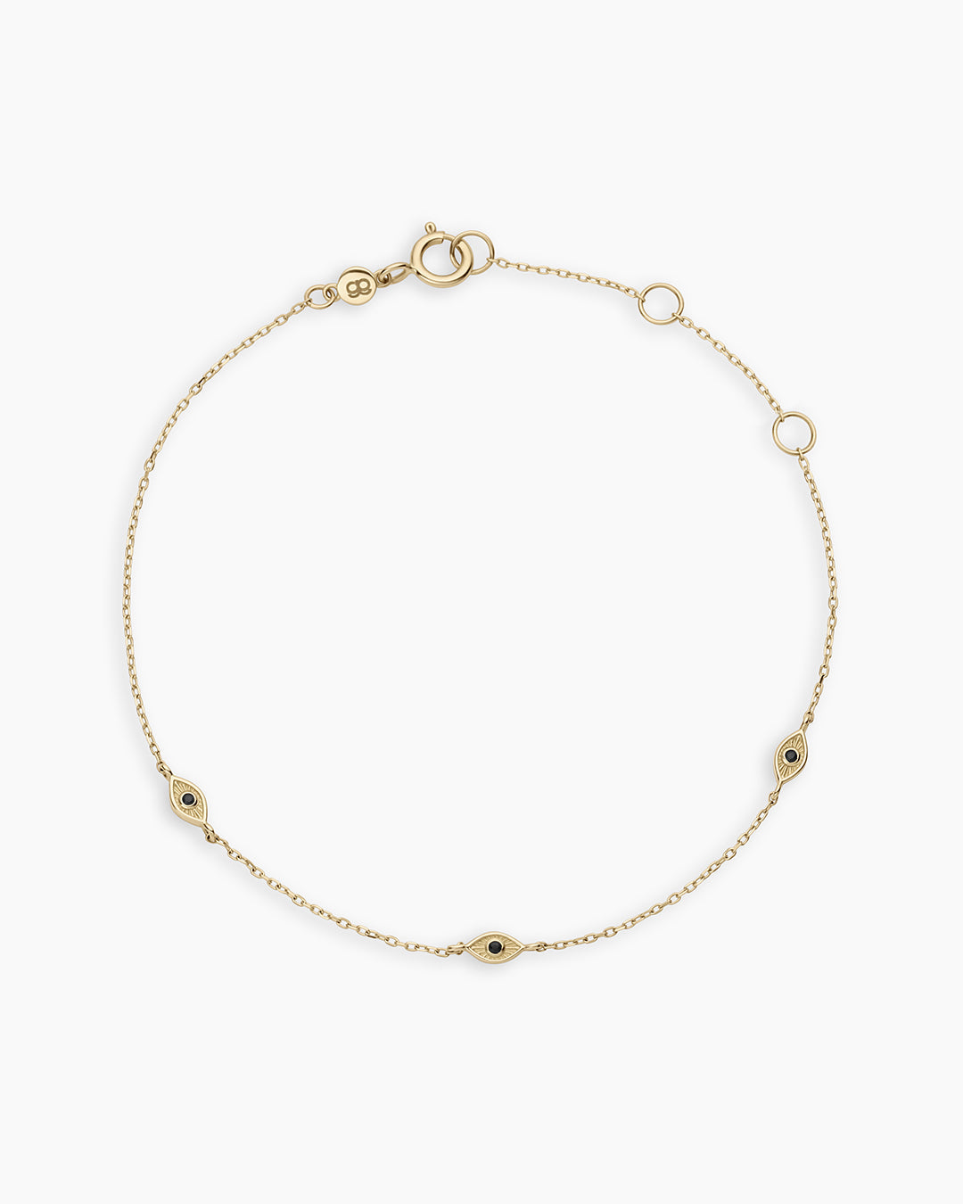 14K Gold Black Onyx Evil Eye Bracelet