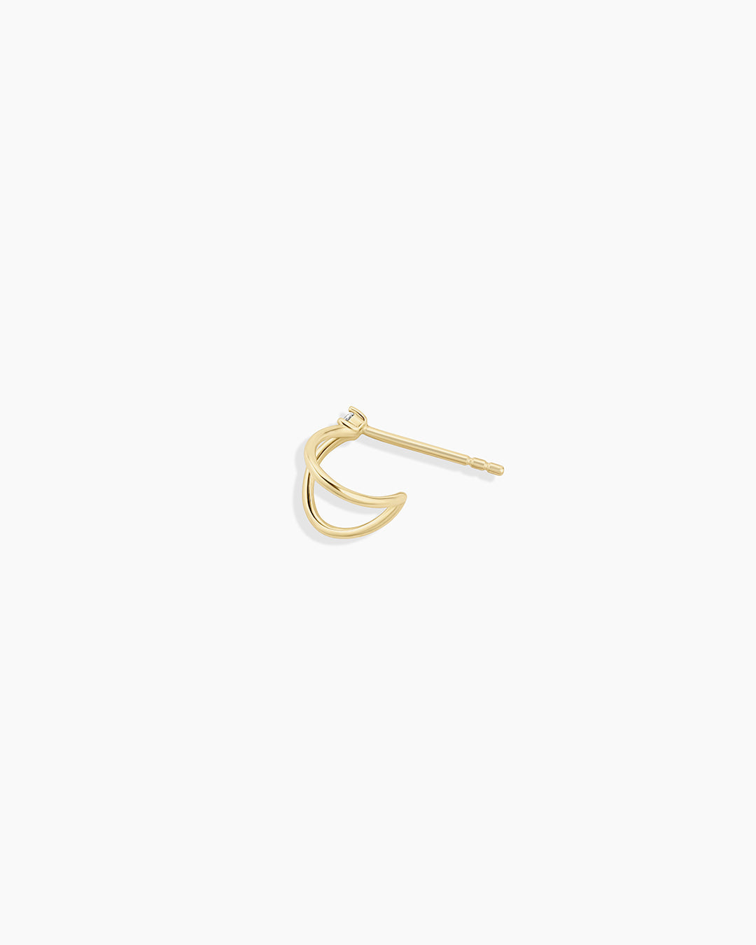 14K Diamond Solitaire Split Single Huggie