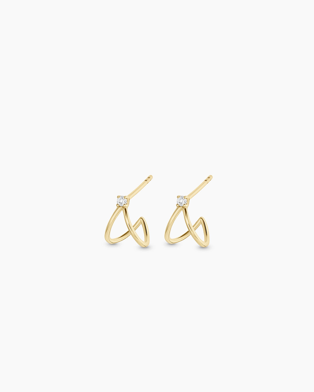 14K Diamond Solitaire Split Huggies