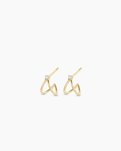 14K Diamond Solitaire Split Huggies