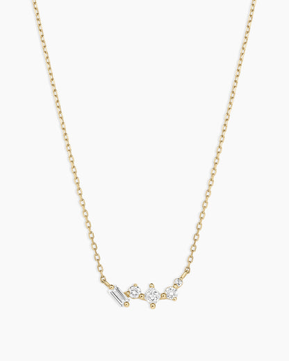 14K Diamond and White Sapphire Amara Cluster Necklace