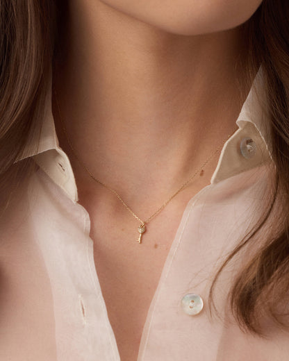 14K Diamond Bond Key Necklace