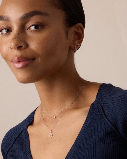 14K Diamond Heart Padlock Charm