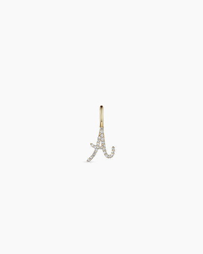 14K Diamond Script Alphabet Charm