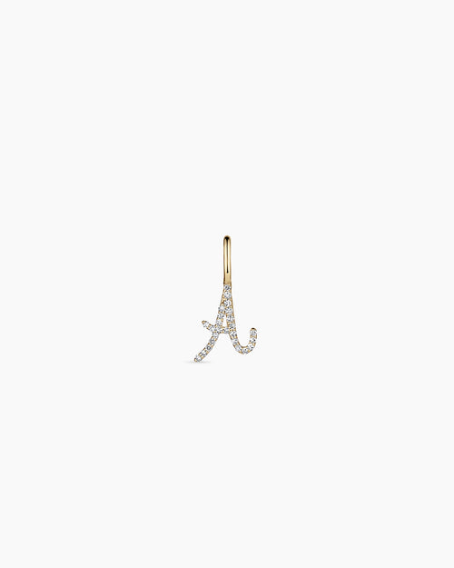14K Diamond Script Alphabet Charm