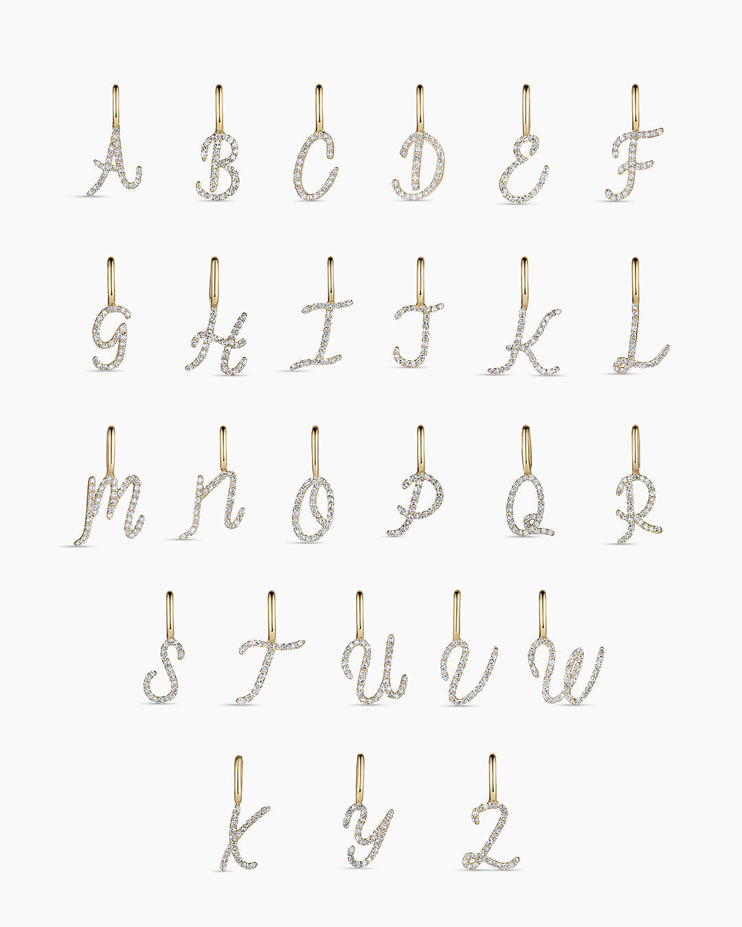 14K Diamond Script Alphabet Charm Necklace
