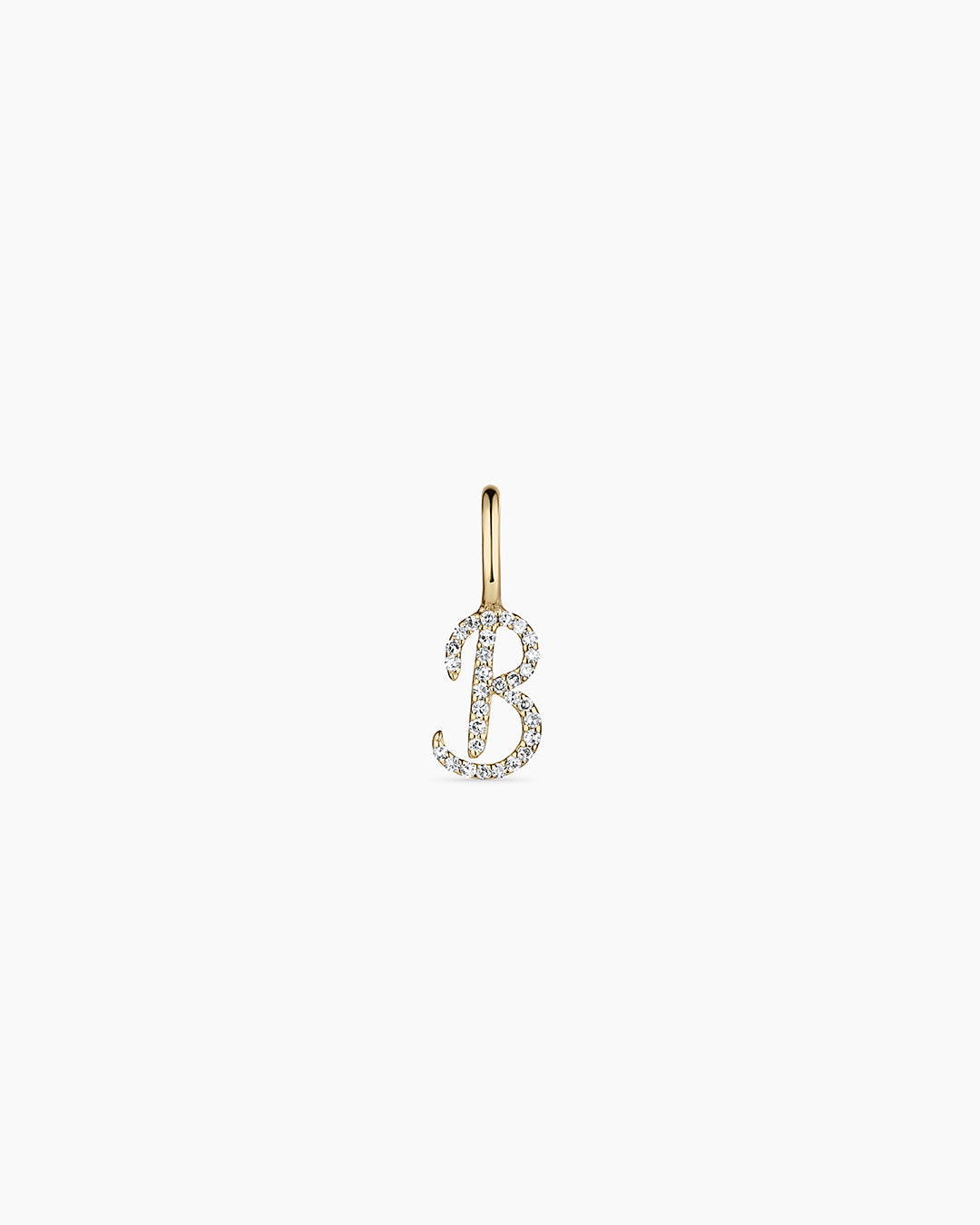 14K Diamond Script Alphabet Charm