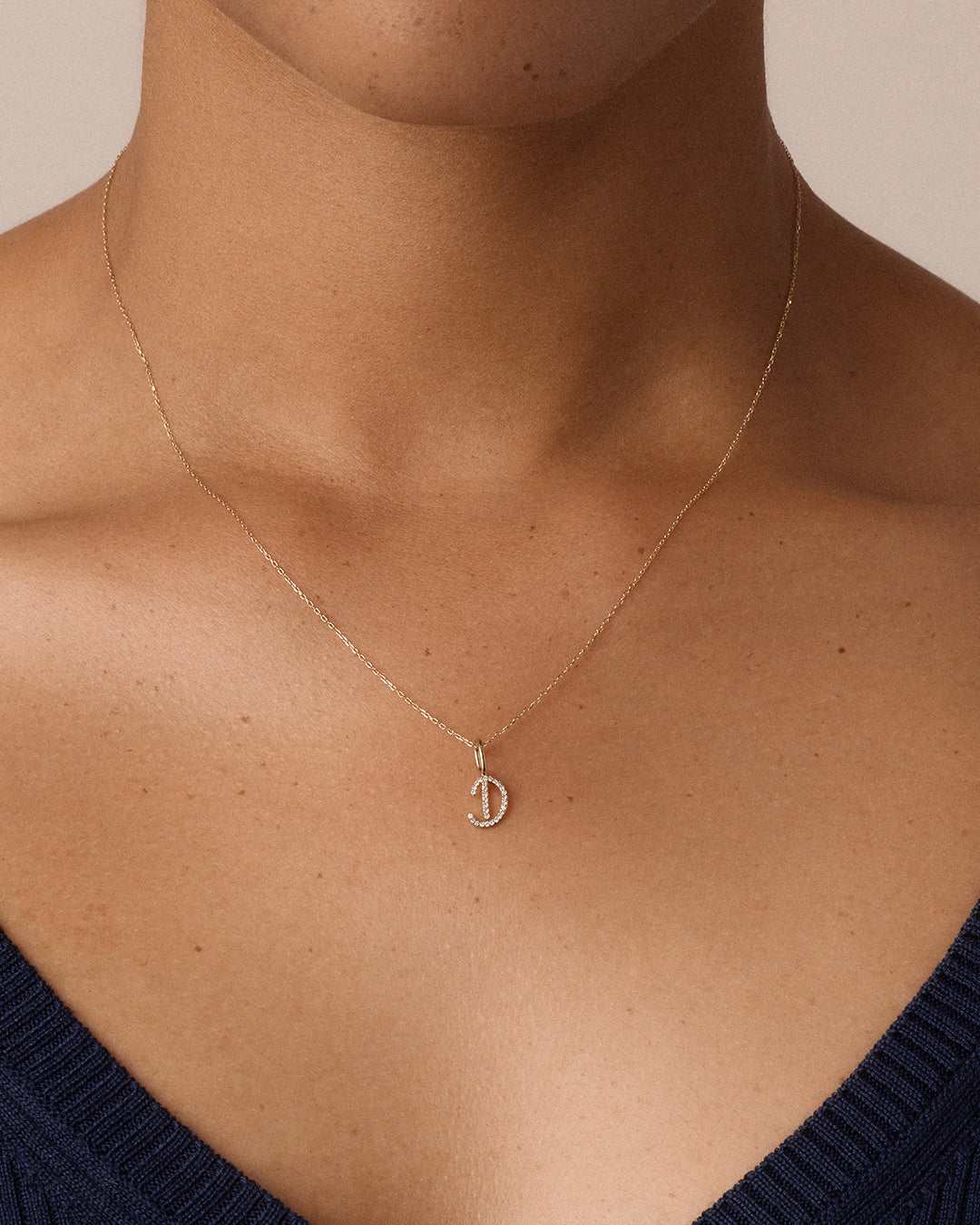 14K Diamond Script Alphabet Charm