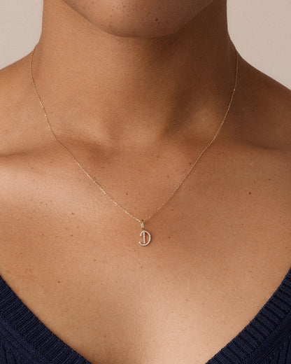 14K Diamond Script Alphabet Charm