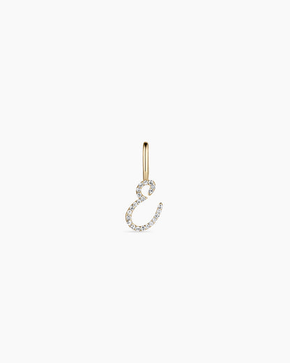 14K Diamond Script Alphabet Charm