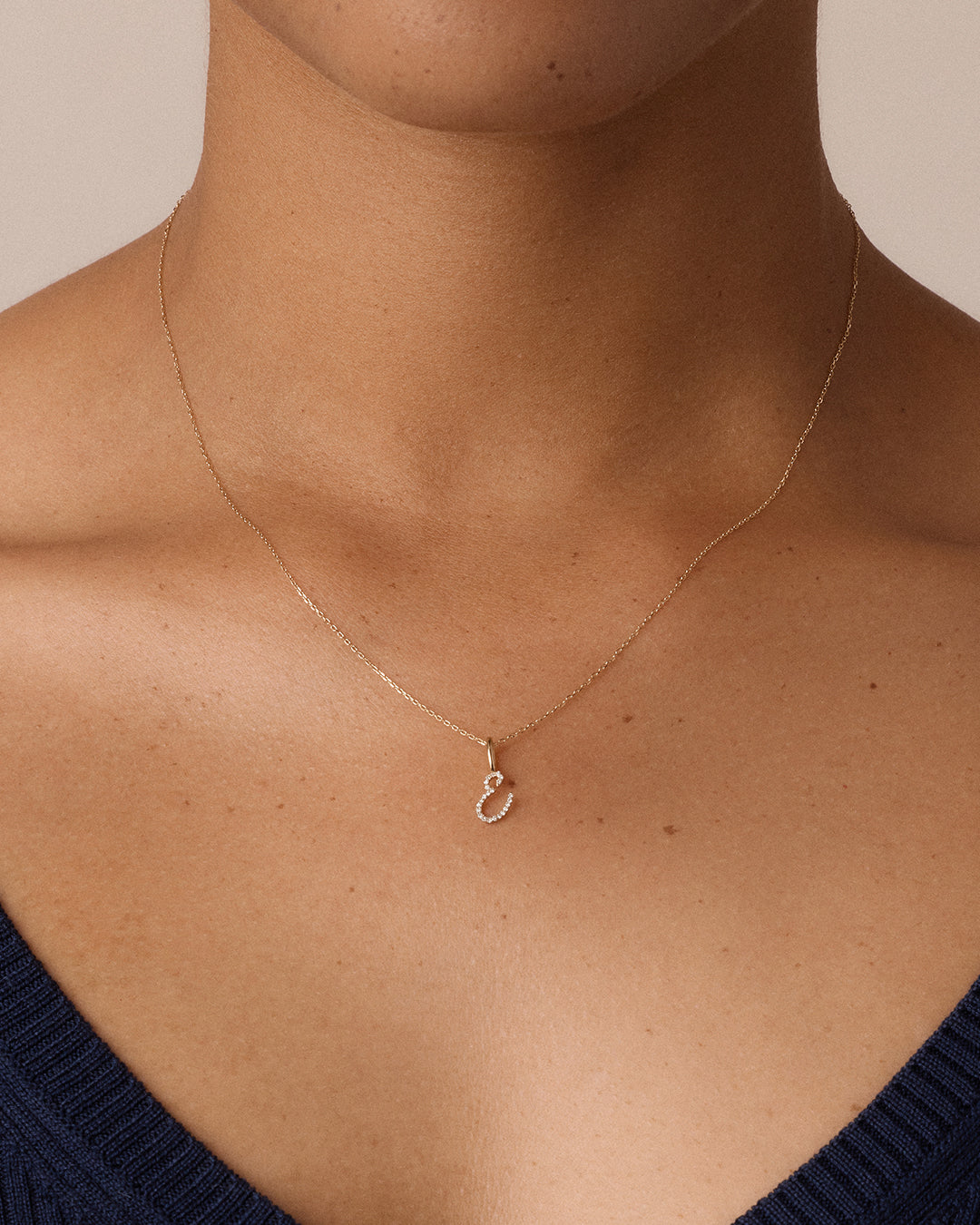 14K Diamond Script Alphabet Charm