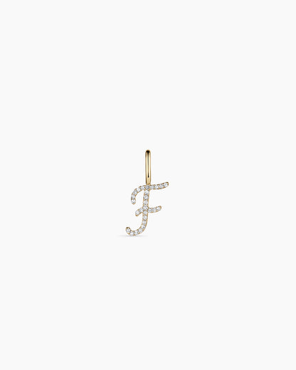 14K Diamond Script Alphabet Charm