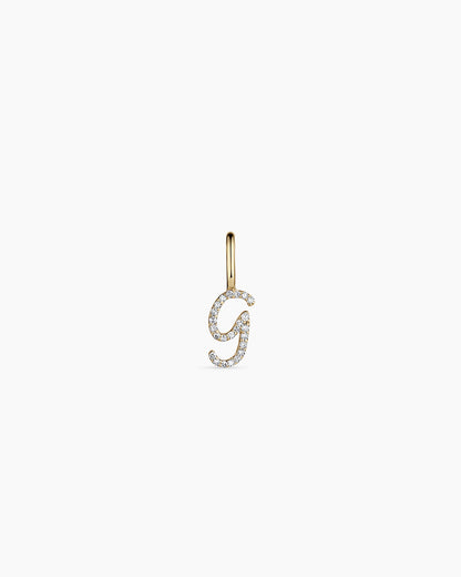 14K Diamond Script Alphabet Charm
