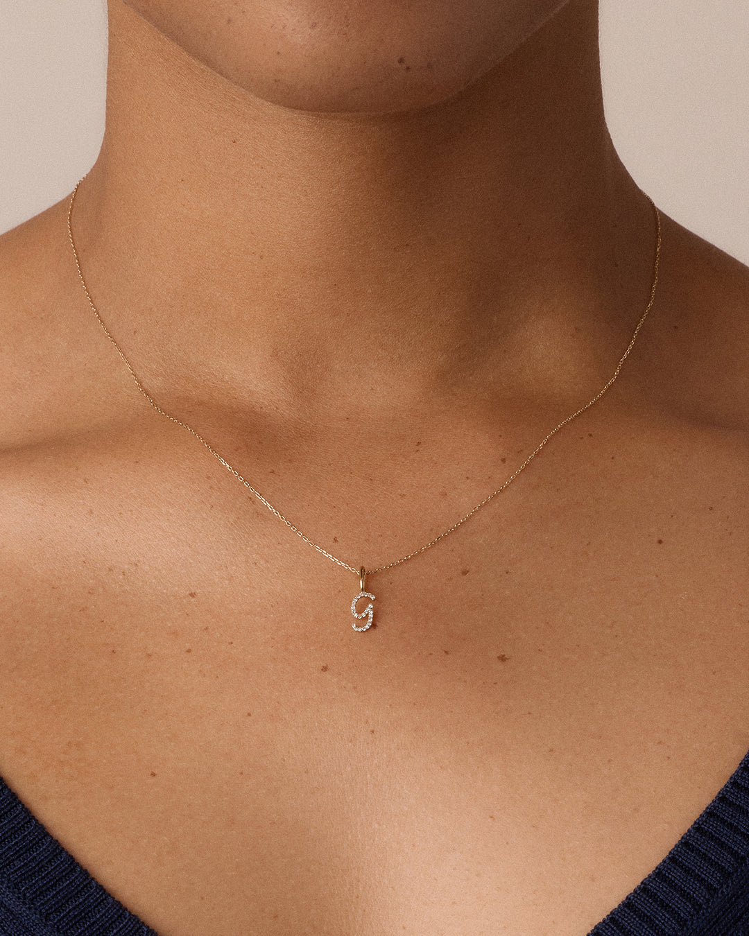 14K Diamond Script Alphabet Charm