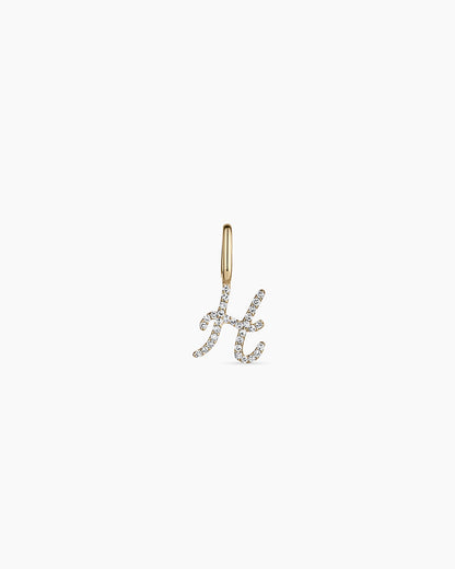 14K Diamond Script Alphabet Charm