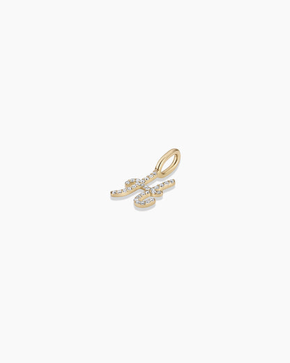 14K Diamond Script Alphabet Charm