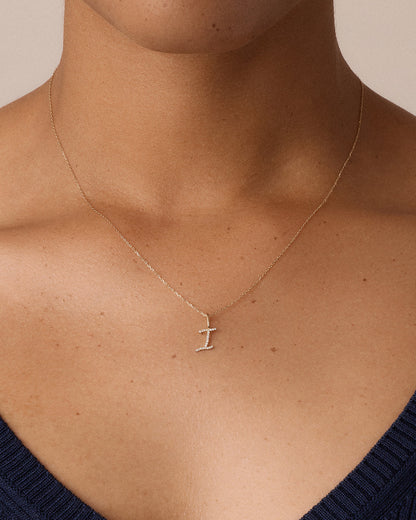 14K Diamond Script Alphabet Charm
