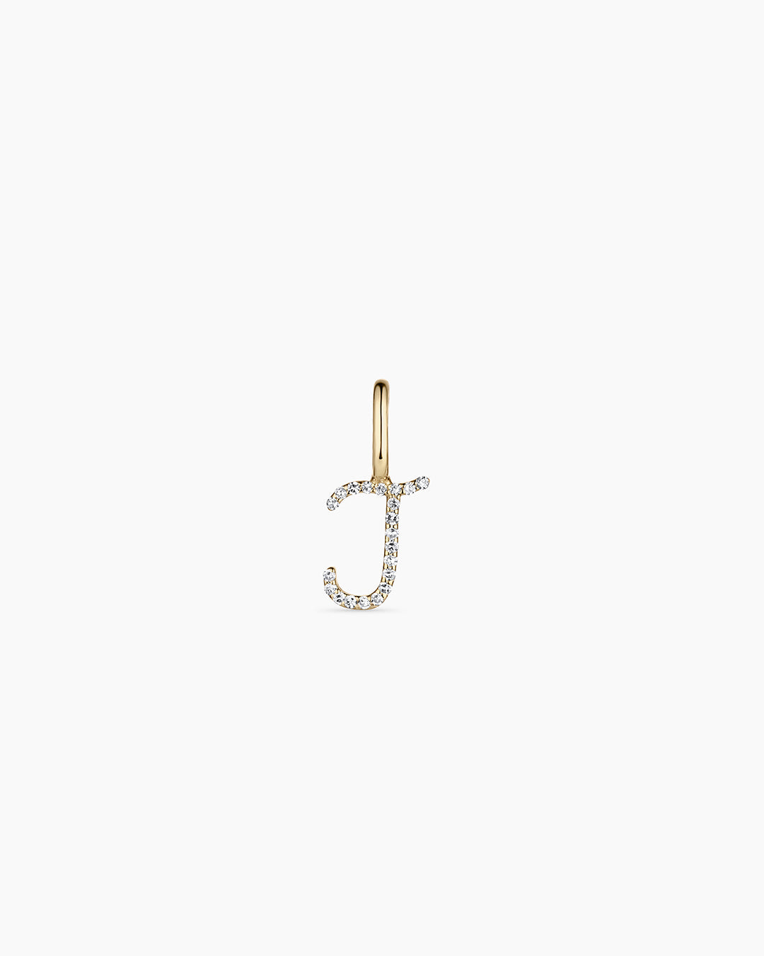 14K Diamond Script Alphabet Charm