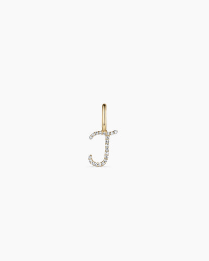 14K Diamond Script Alphabet Charm