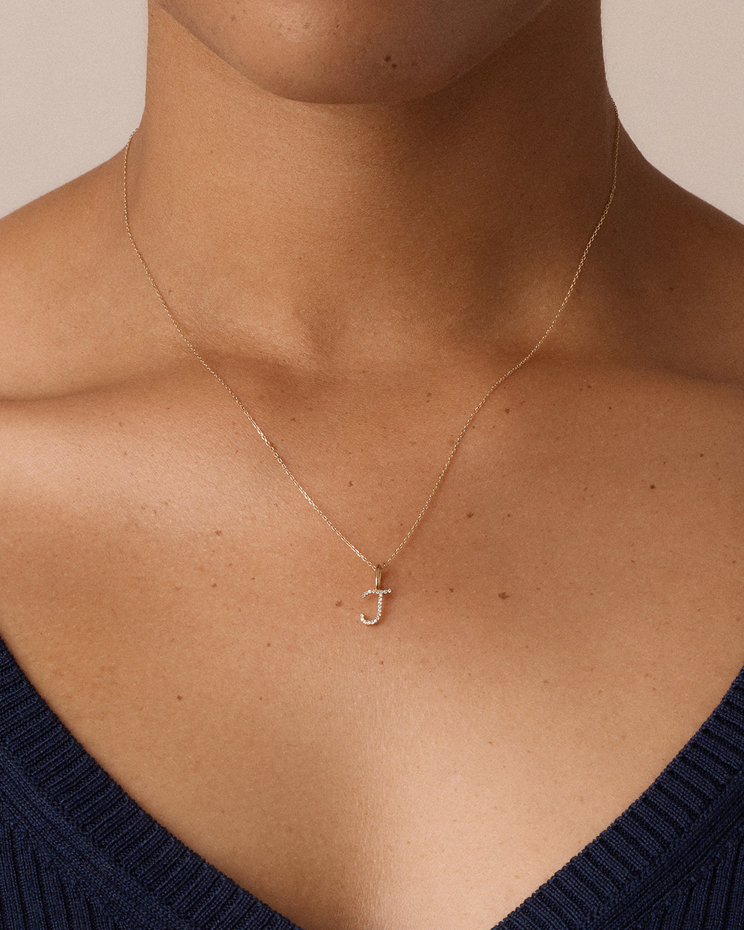 14K Diamond Script Alphabet Charm
