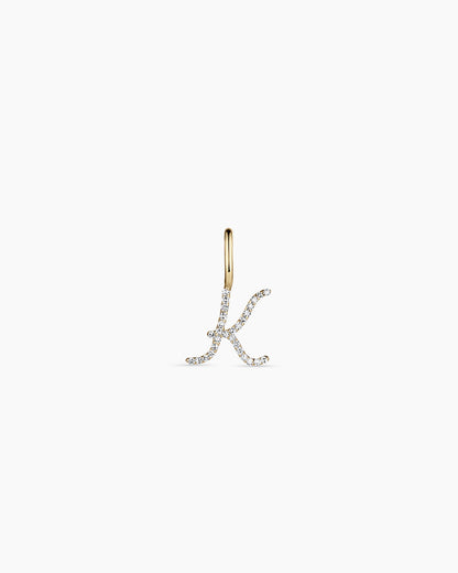 14K Diamond Script Alphabet Charm