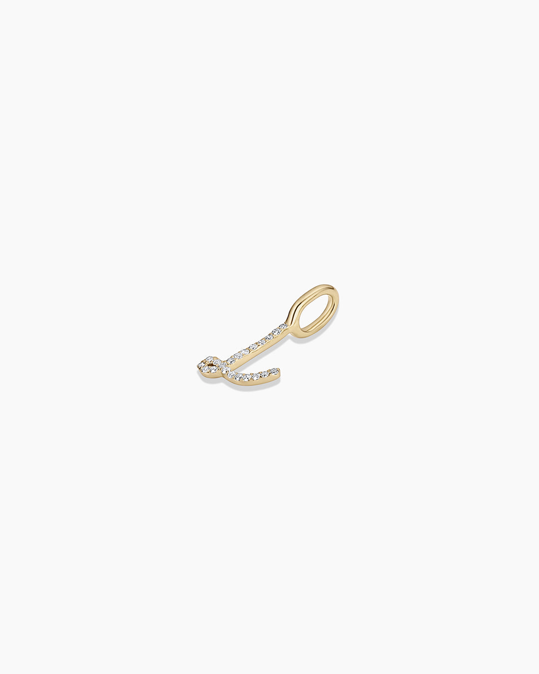 14K Diamond Script Alphabet Charm