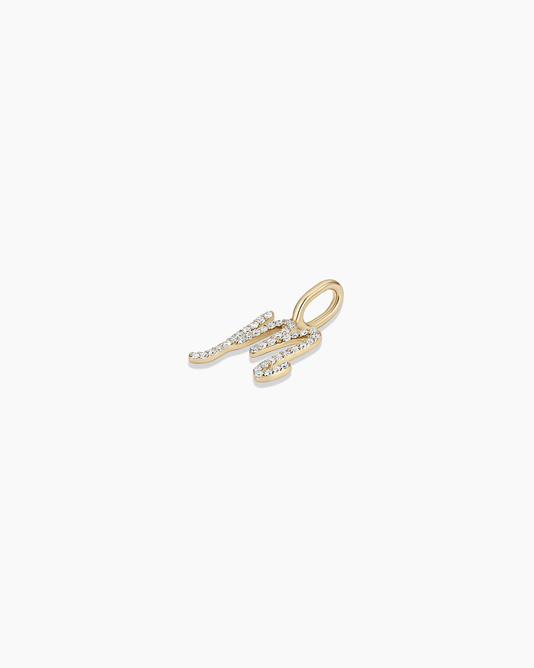 14K Diamond Script Alphabet Charm