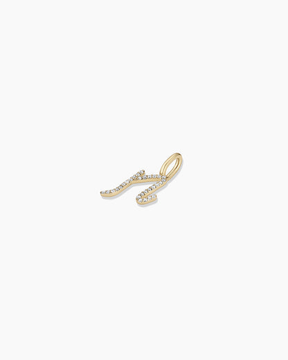 14K Diamond Script Alphabet Charm