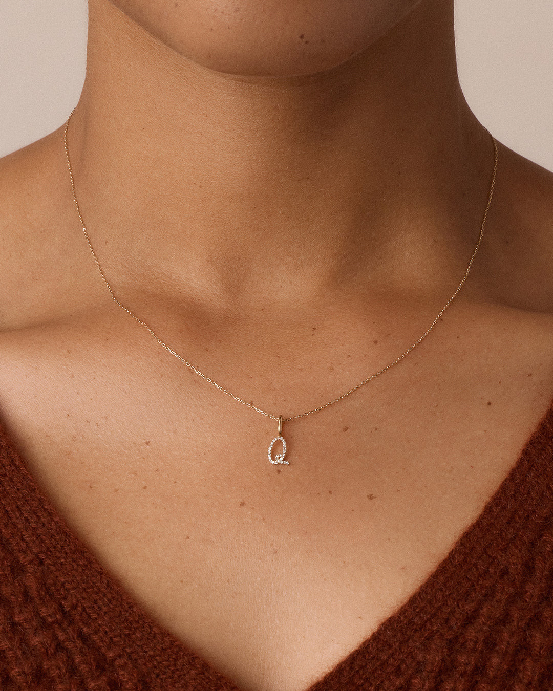 14K Diamond Script Alphabet Charm