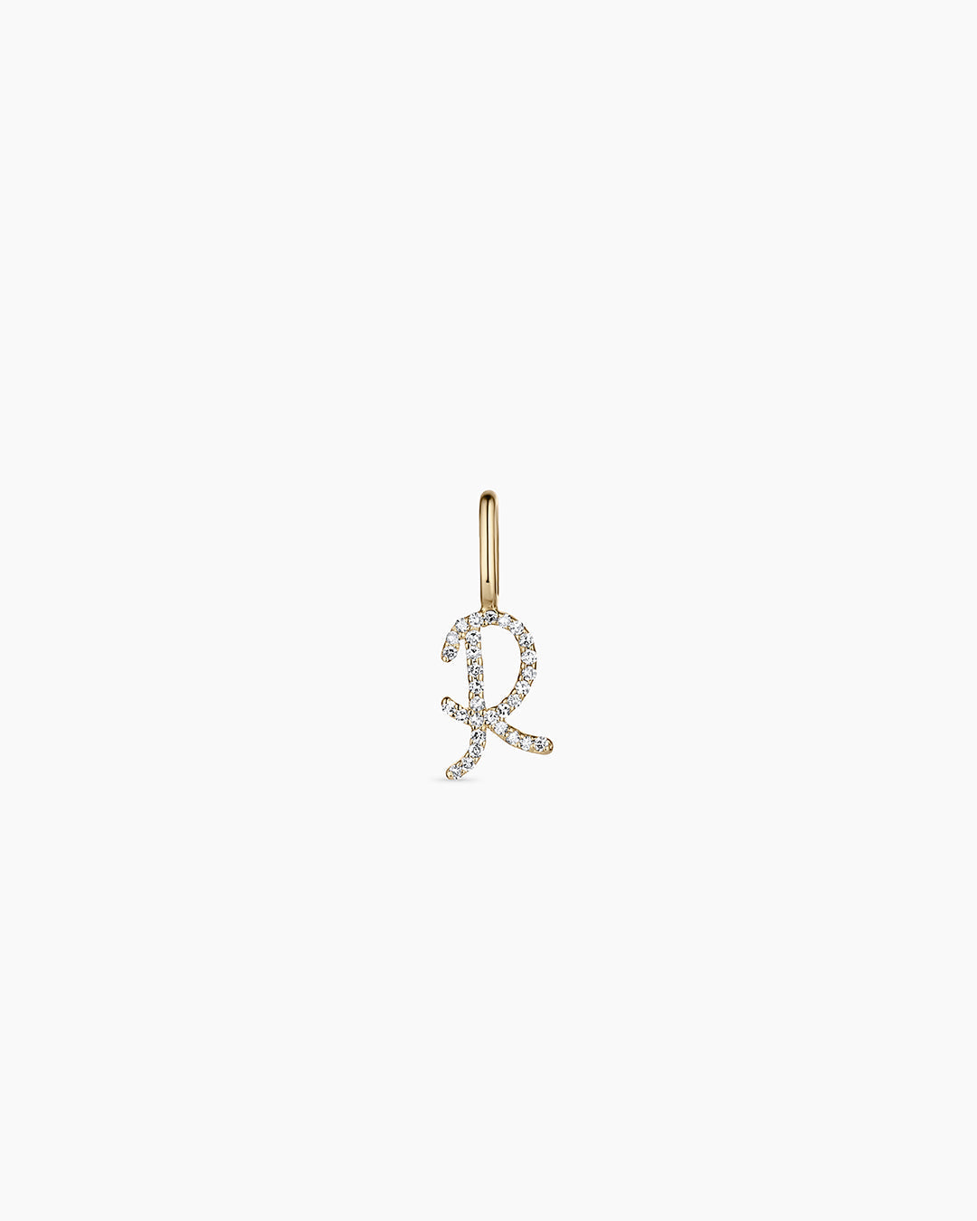 14K Diamond Script Alphabet Charm