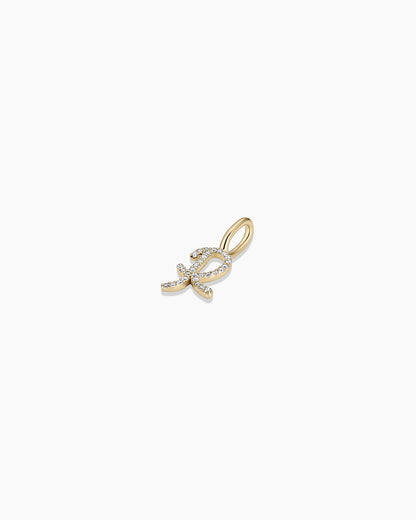 14K Diamond Script Alphabet Charm