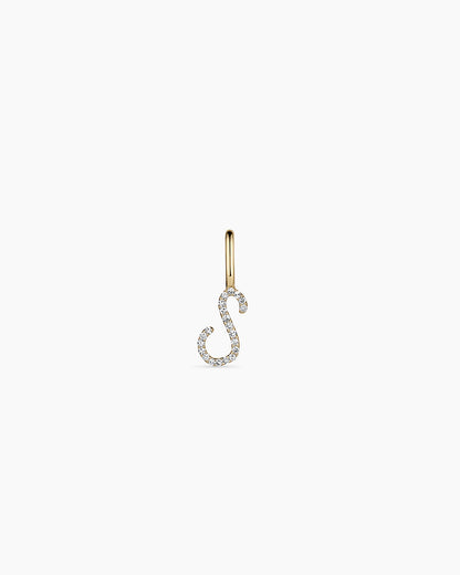 14K Diamond Script Alphabet Charm