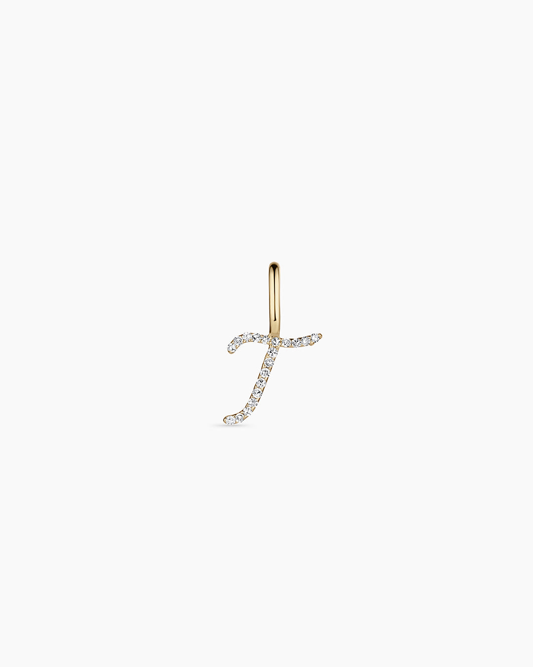 14K Diamond Script Alphabet Charm